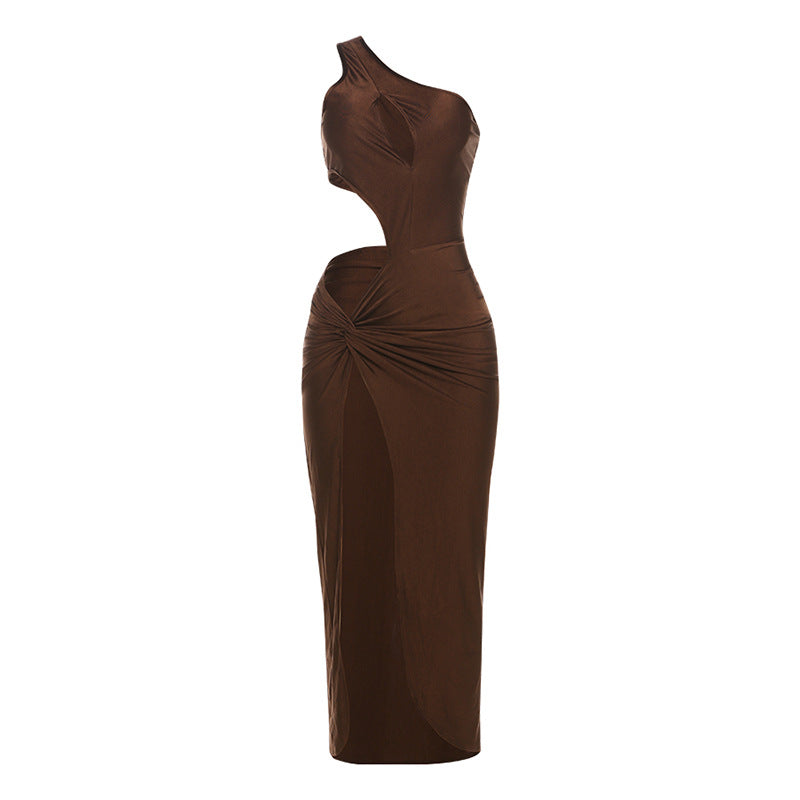 Robe Maxikleid Élégante à Épaule Dénudée pour Femmes avec Fronces et Coupe Ajustée Heidi-Mode
