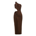 Robe Maxikleid Élégante à Épaule Dénudée pour Femmes avec Fronces et Coupe Ajustée Heidi-Mode