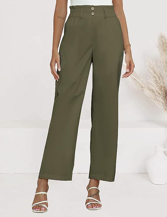 Pantalon Palazzo à taille haute pour femmes avec taille Paperbag