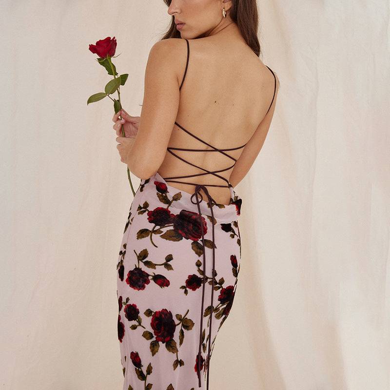Robe Maxi Élégante pour Femmes avec Imprimé Floral et Bretelles Fines Heidi-Mode