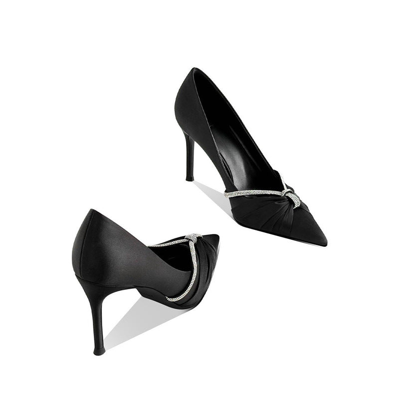Pompes à talons hauts pointues élégantes pour femmes avec une sangle scintillante R&B