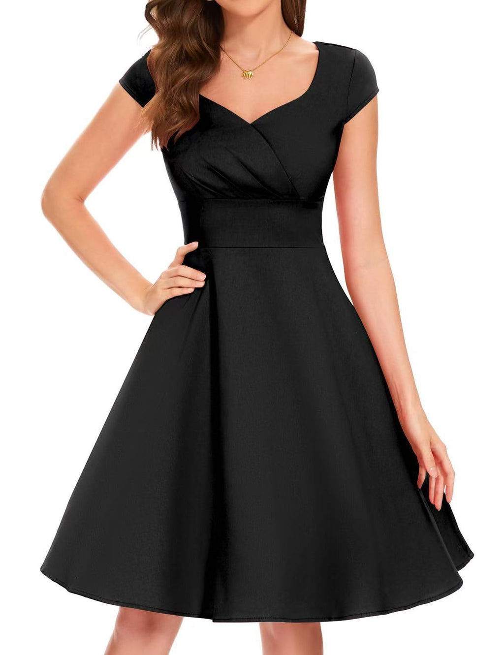 Robe midi femme avec jupe évasée et taille cintrée R&B