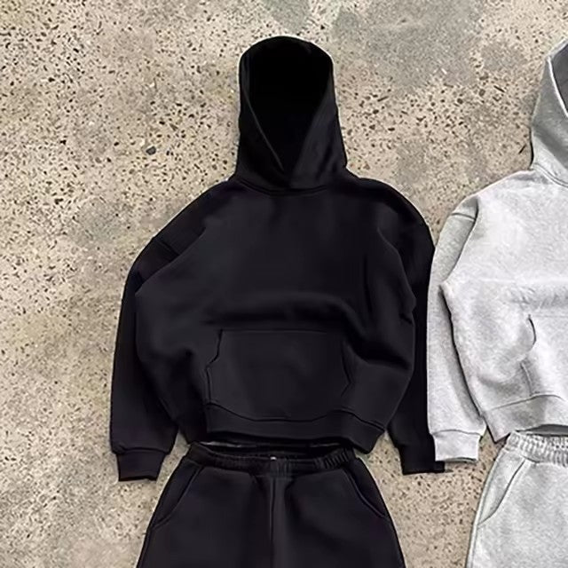 Homme nan urbaner Boxy-Hoodie avec corps raccourci, épaule tombante et doublure en molleton doux Echo Archiv