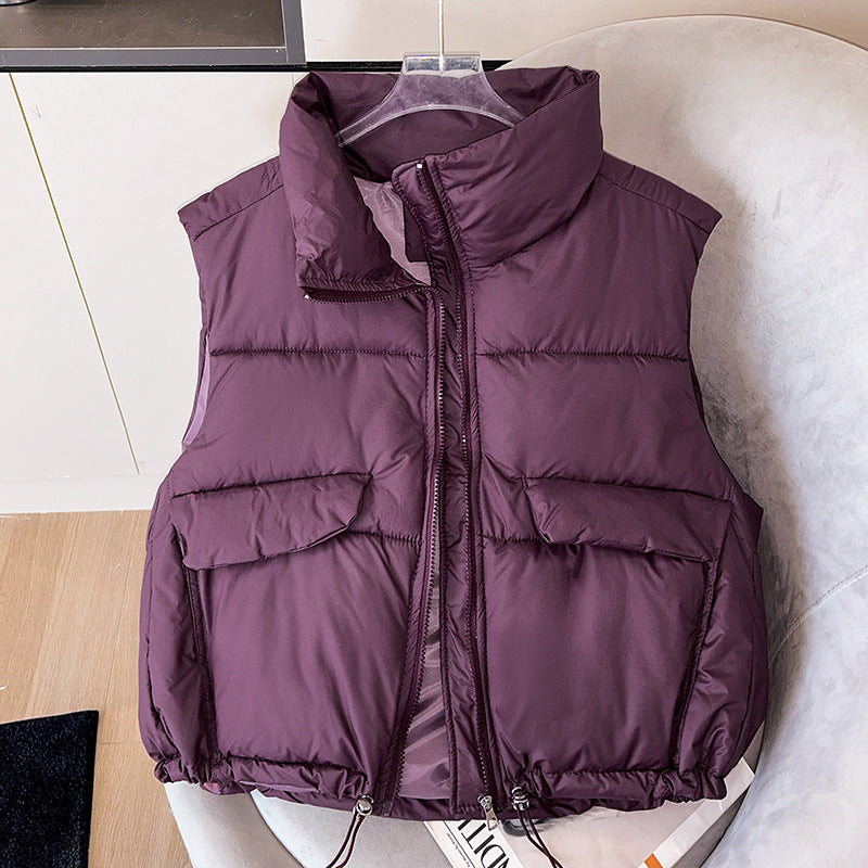 Gilet matelassé court en microfibre isolante pour femmes avec col montant, poches à rabat et cordon de serrage ajustable Echo Archiv