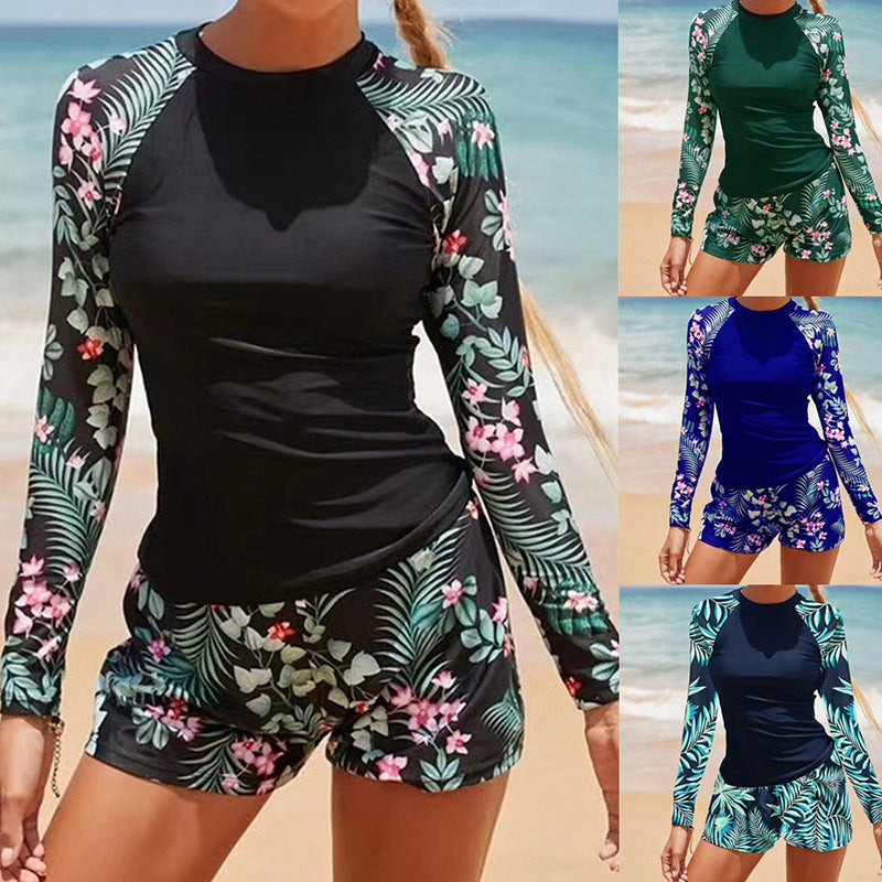 Rashguard à manches longues pour femmes avec design floral et shorts confortables Echo Archiv