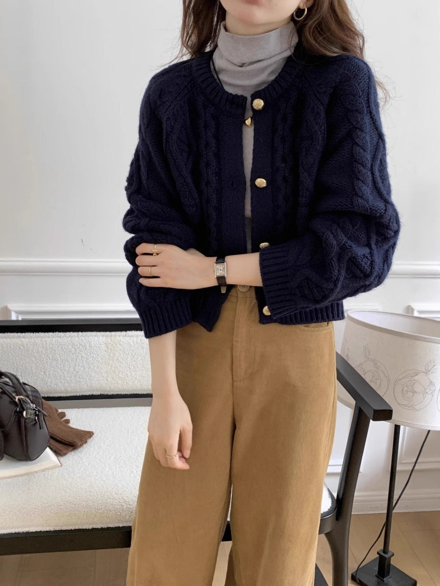 Cardigan pour femmes avec col rond et manches longues