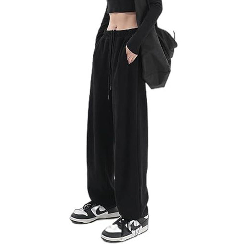 Pantalon palazzo pour femmes en sweat à coupe décontractée avec taille haute confortable, cordon de serrage et poches latérales Echo Archiv