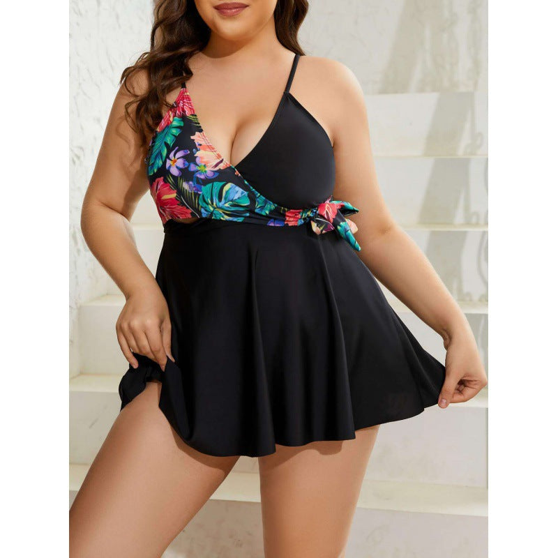Maillot de bain femme à encolure cache-cœur avec design floral R&B