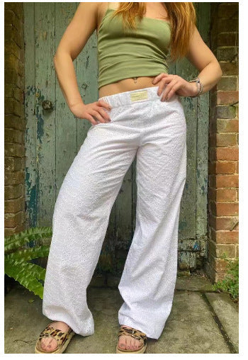 Pantalons de loisirs pour femmes, taille haute, longueur cheville, en mélange de coton doux avec taille élastique Echoarchiv