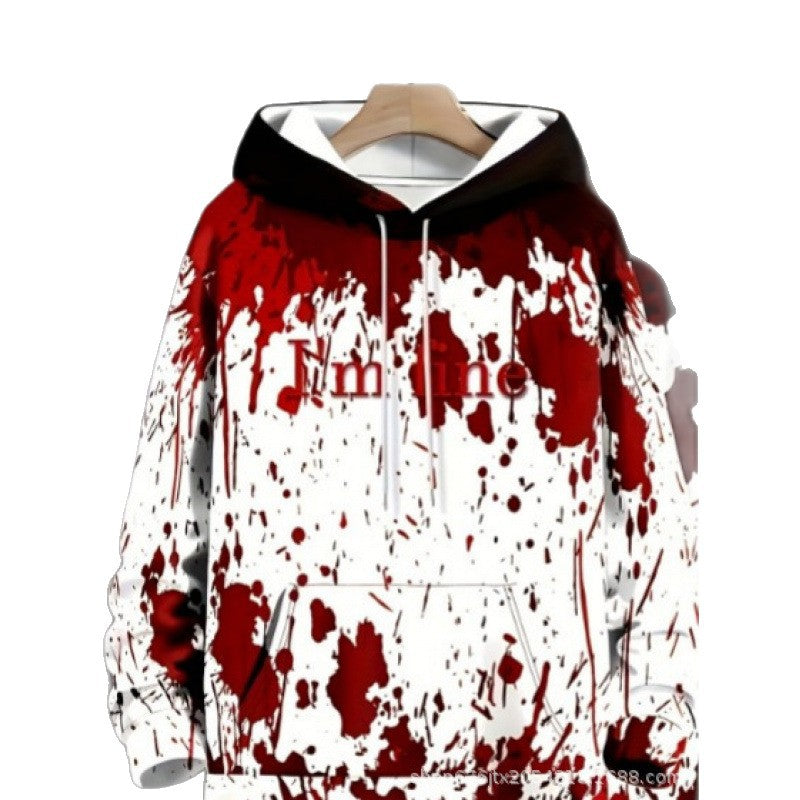 Sweat à capuche créatif pour femmes avec impression rouge sang Echoarchiv