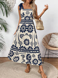 Robe maxi élégante pour femmes avec motif floral et bretelles charmantes R&B