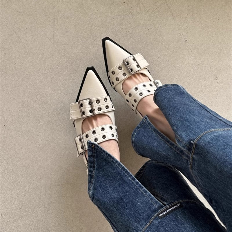 Mules élégantes à bout pointu pour femmes avec boucles décoratives R&B