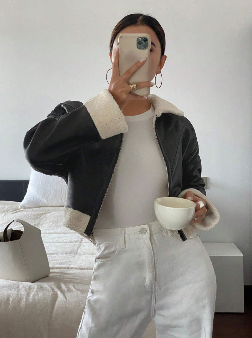 Veste en cuir à la mode pour femmes
