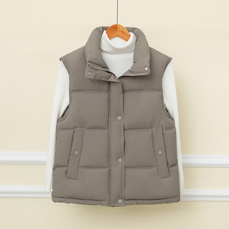 Gilet thermo matelassé sans manches pour femmes avec col montant extra haut et patte de boutonnage cachée Echo Archiv