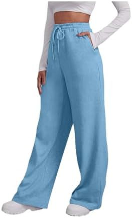 Pantalon lounge palazzo taille haute large pour femmes avec ceinture élastique confortable, cordon de serrage et poches latérales Echo Archiv
