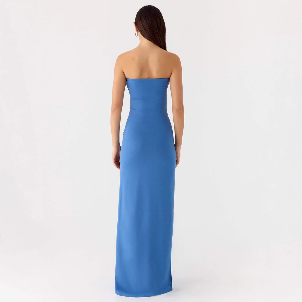 Robe Maxi Sans Bretelles pour Femmes avec Détail Enveloppant Élégant R&B