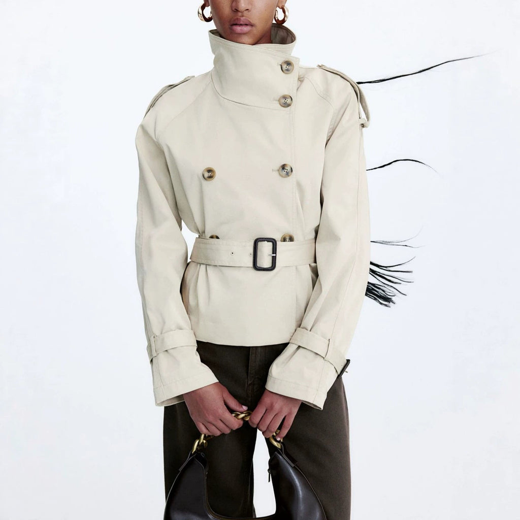 Veste trench courte pour femmes, à la mode et élégante