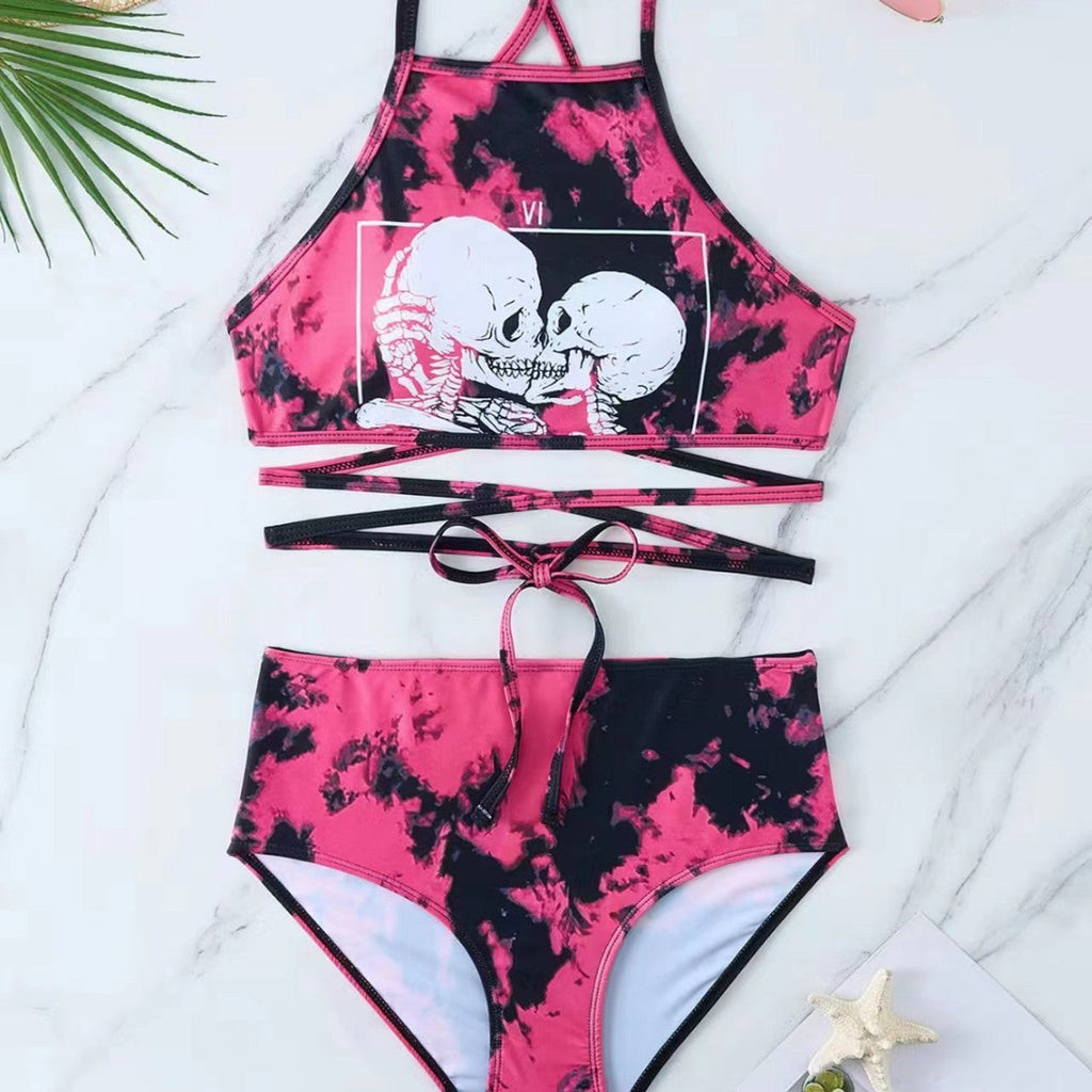 Bikini femme à col haut avec un motif créatif de taches animales Echo Archiv