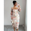 Robe à fleurs pour femmes avec manches transparentes Heidi-Mode