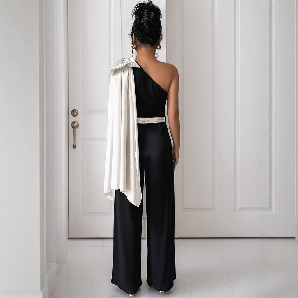 Combinaison One-Shoulder Avec Ceinture À Nouer Pour Femme | Idéale Pour Les Occasions Habillées