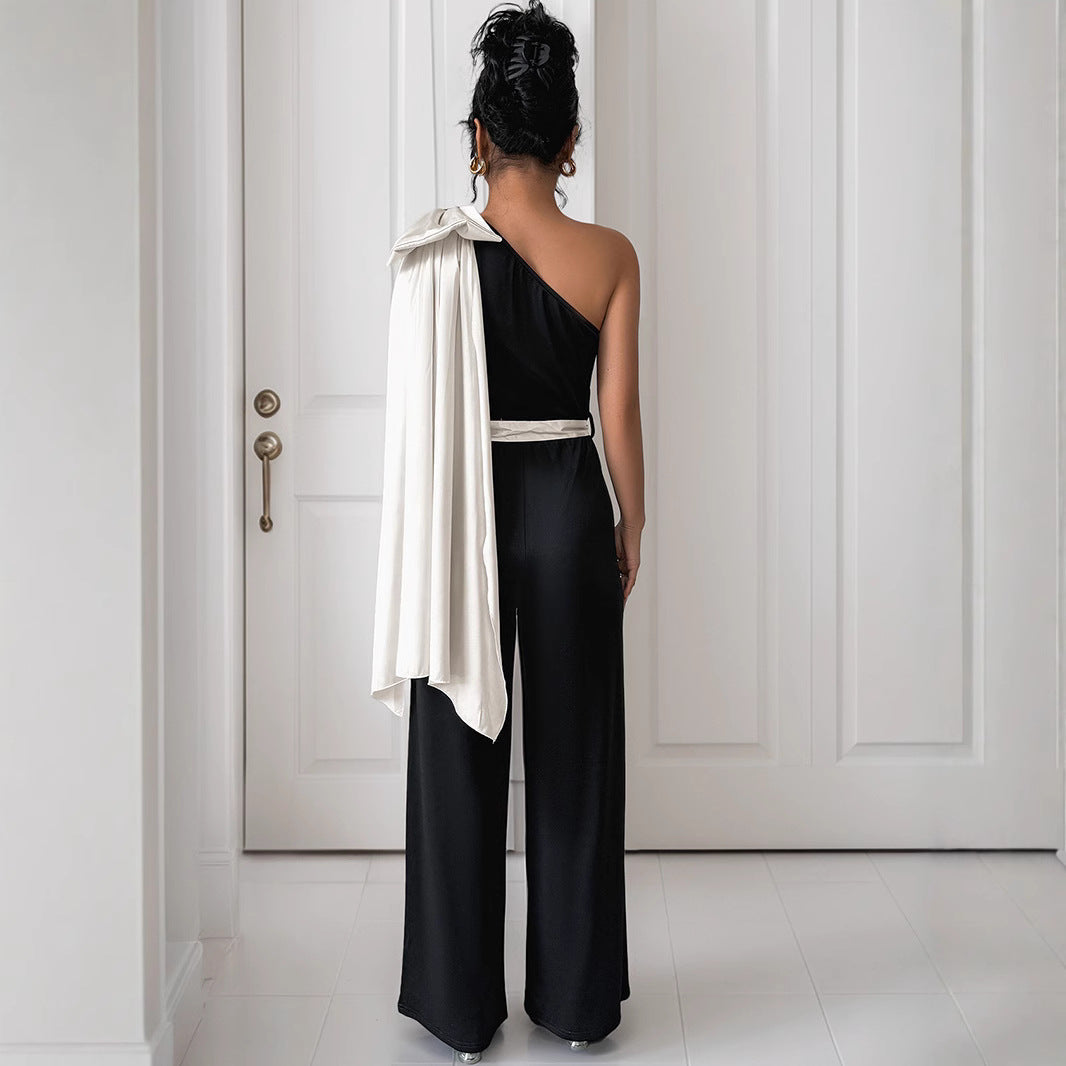 Combinaison One-Shoulder Avec Ceinture À Nouer Pour Femme | Idéale Pour Les Occasions Habillées