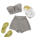 Ensemble top bandeau et short pour femmes avec motif rayé marin R&B