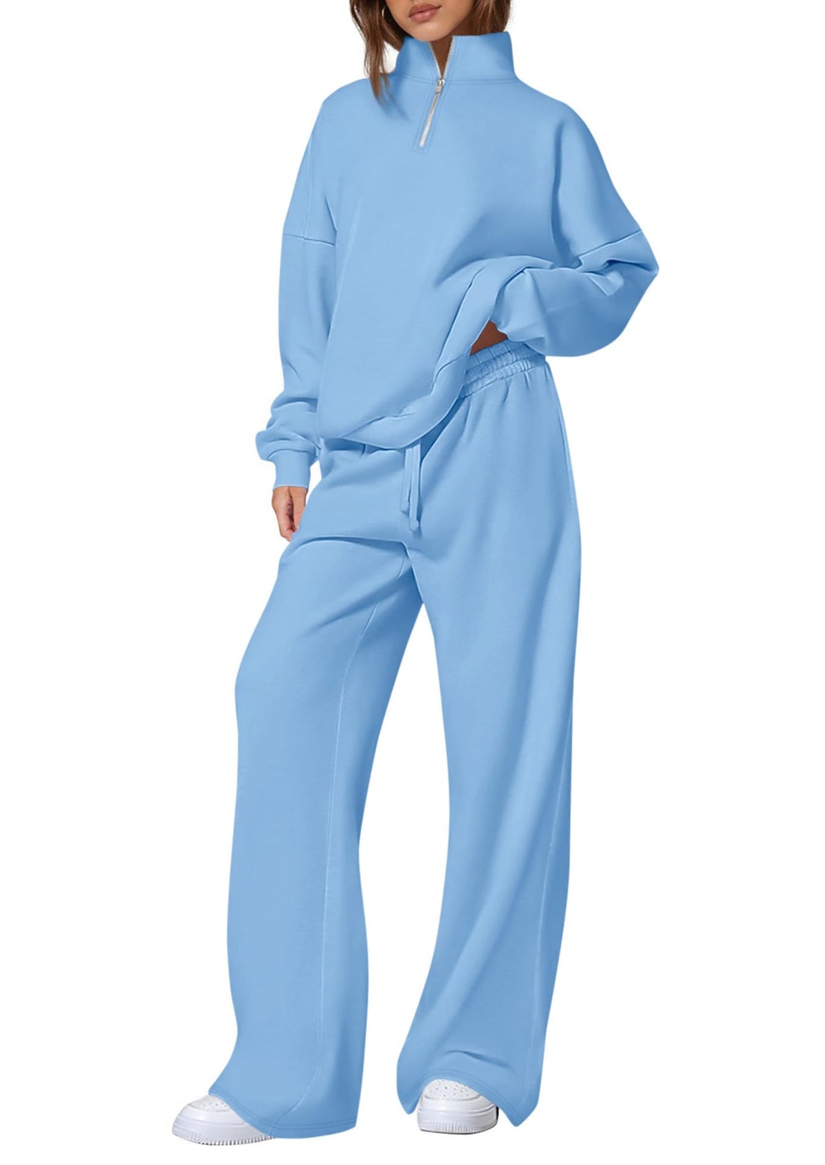 Ensemble de jogging oversized pour femmes avec col montant, demi-zip et jambes larges Echo Archiv