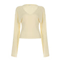 Chemisier cropped à manches longues cintré pour femmes avec décolleté en V, épaules tombantes et qualité jersey douce Echo Archiv