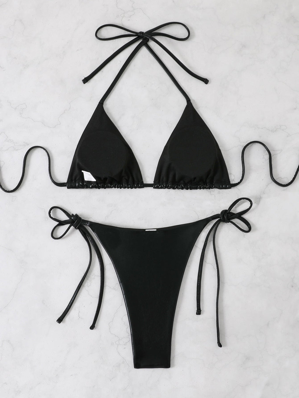 Ensemble de bikini triangle brillant pour femmes avec bretelles réglables R&B