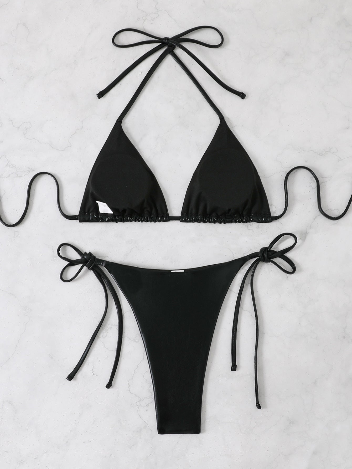 Ensemble de bikini triangle brillant pour femmes avec bretelles réglables R&B