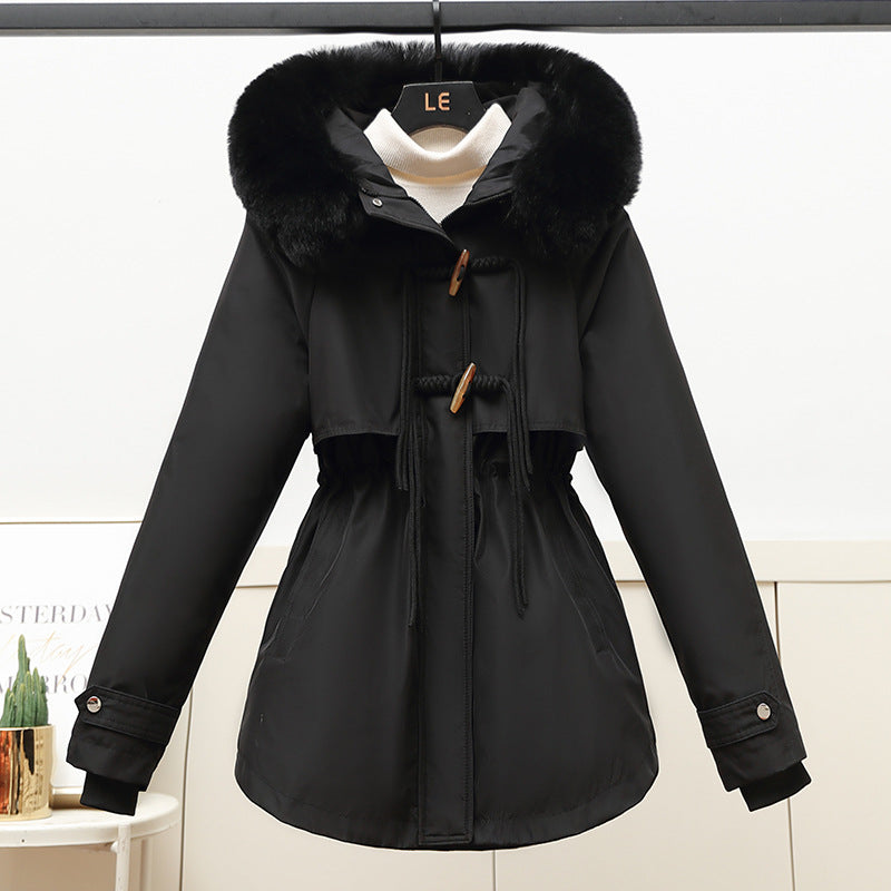Parka fonctionnelle courte pour femmes avec cordon de serrage sculptant, col en fourrure amovible et fermeture éclair cachée Echo Archiv