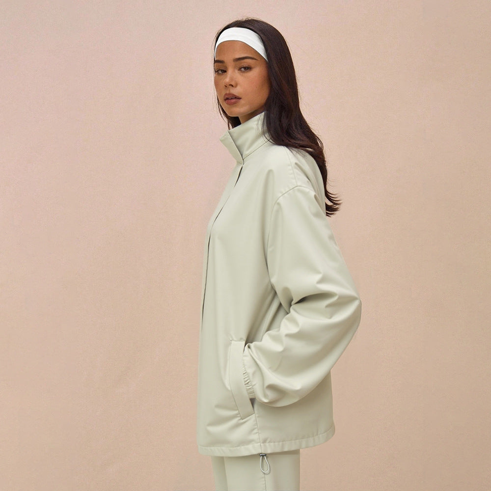 Ensemble de training oversize pour femmes avec col montant, manches ballon et pantalons larges à cordon