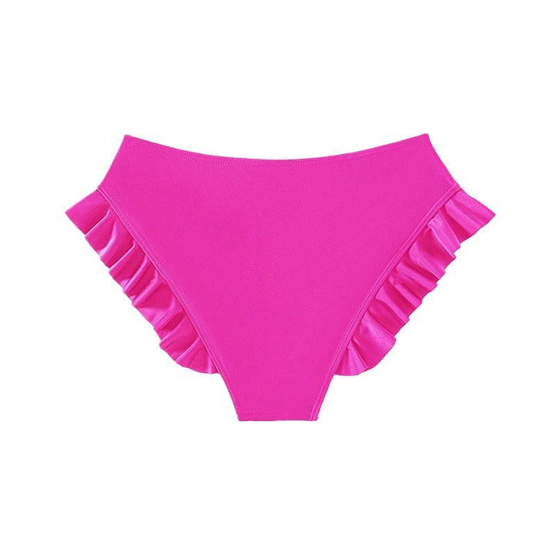 Slip de bikini taille haute pour femmes avec détails en volants R&B