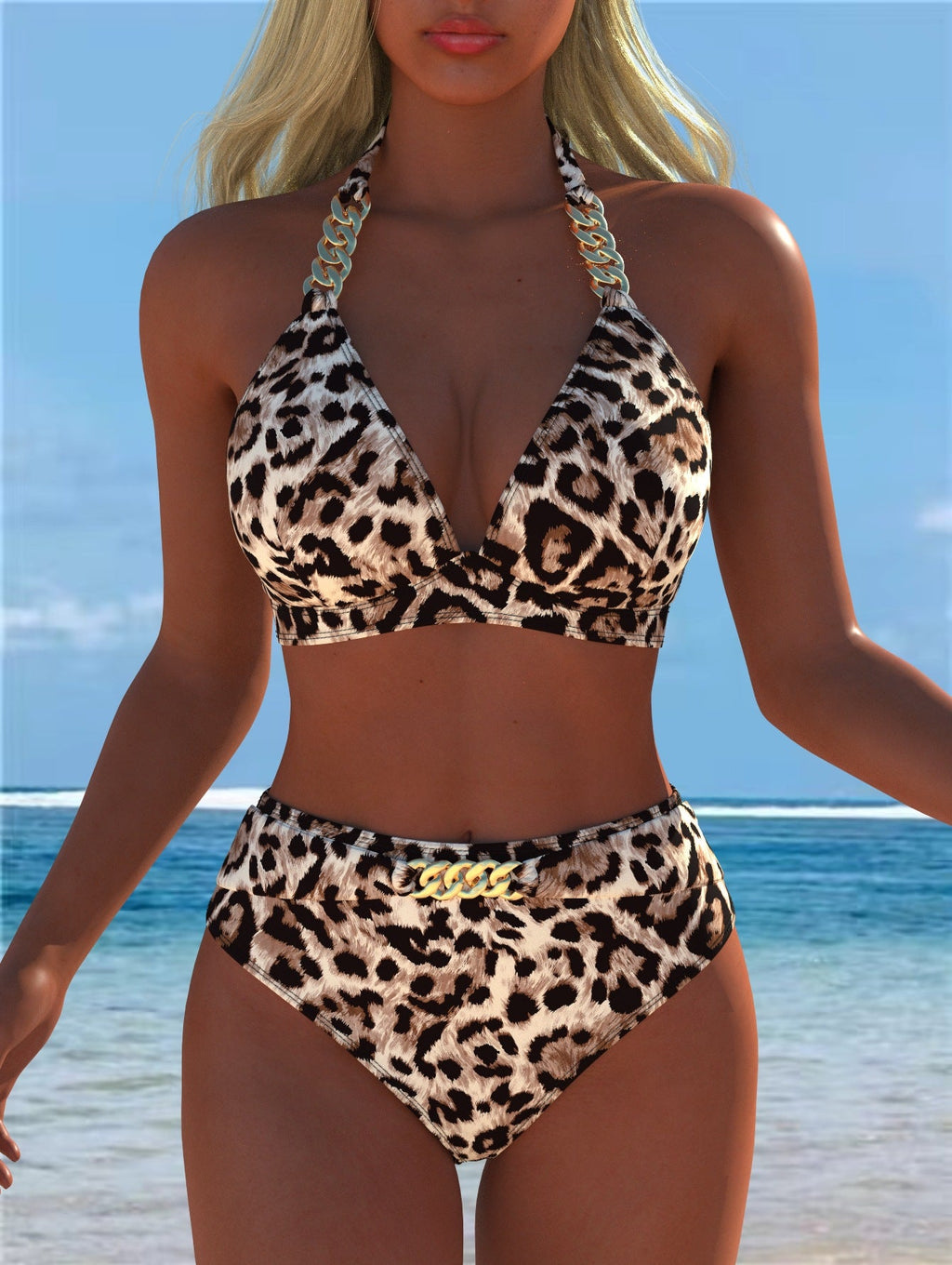 Bikini pour femmes avec motif marbré luxueux et détails raffinés R&B