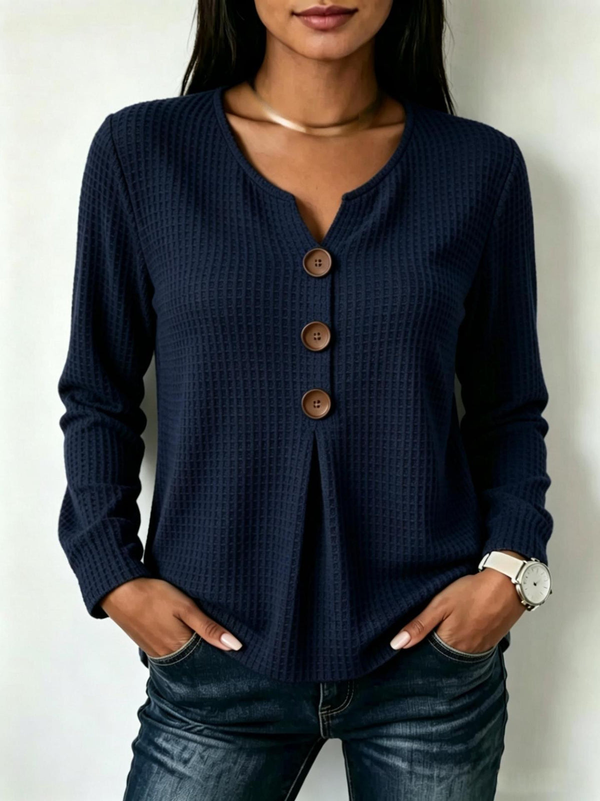 Chemisier Long Femme Mode avec Détails de Boutons