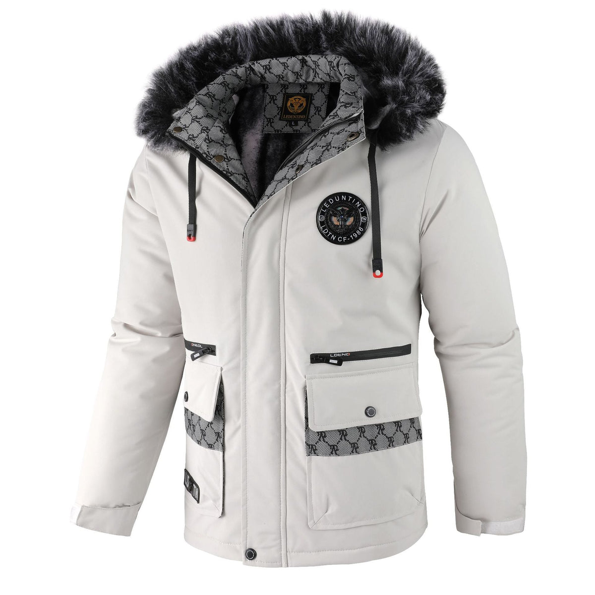 Parka thermique urbain pour hommes avec capuche en fausse fourrure amovible, doublure matelassée et poches frontales multifonctionnelles Echo Archiv