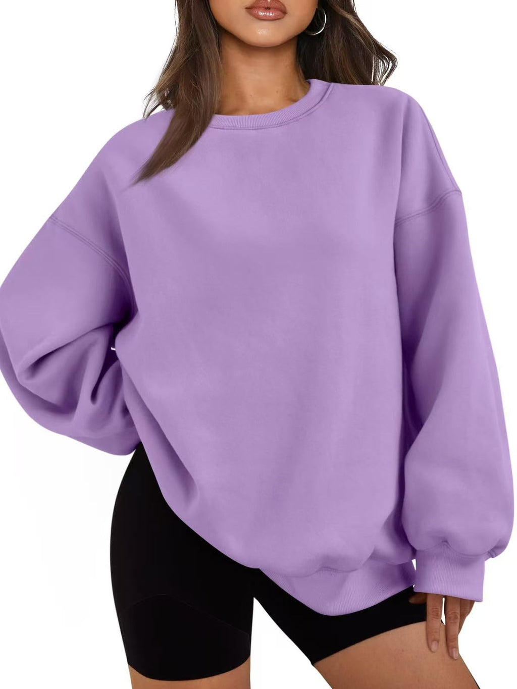 Sweatshirt oversized à col rond pour femmes avec épaules tombantes, doublure en polaire douce et bords côtelés Echo Archiv
