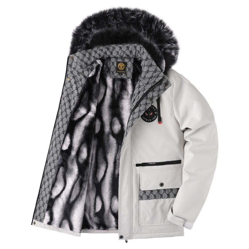 Parka thermique urbain pour hommes avec capuche en fausse fourrure amovible, doublure matelassée et poches frontales multifonctionnelles Echo Archiv