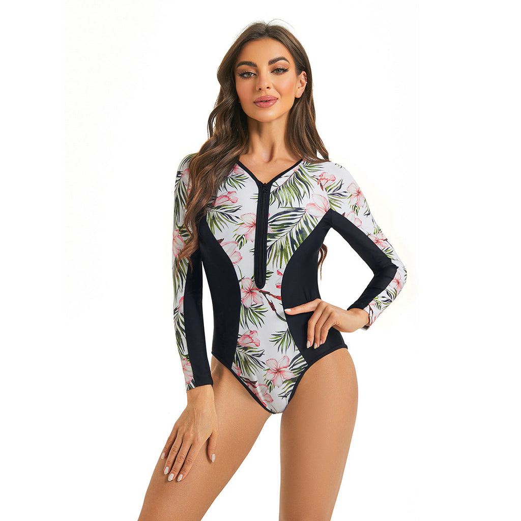 Maillot de bain une pièce sportif pour femmes avec manches longues Drune