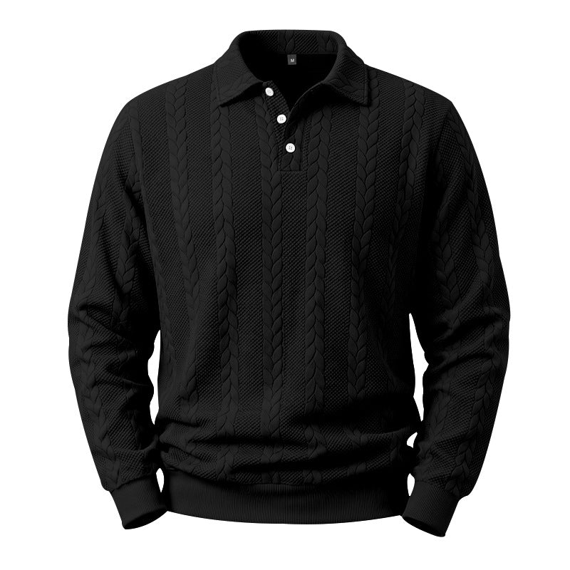 Pull Polo en Câble pour Hommes en Mélange de Coton avec Bords Côtelés Echoarchiv