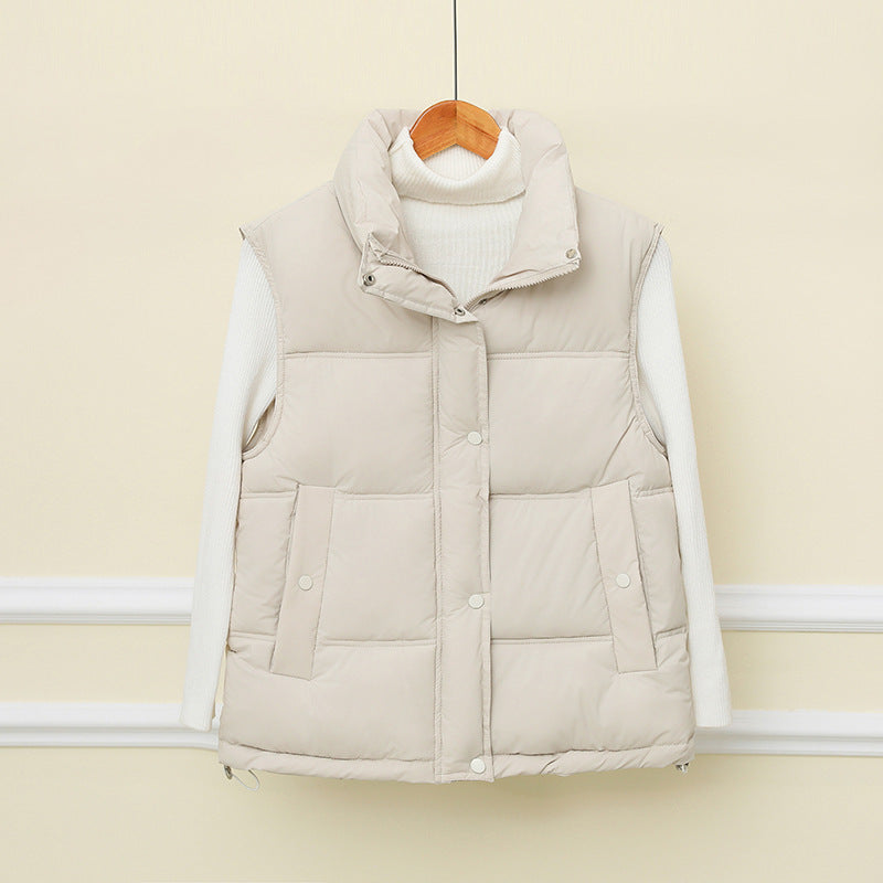 Gilet thermo matelassé sans manches pour femmes avec col montant extra haut et patte de boutonnage cachée Echo Archiv