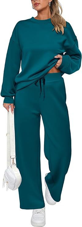 Ensemble de lounge pour femmes en French-Terry à deux pièces avec pull à col rond oversize et jogger taille haute Echo Archiv