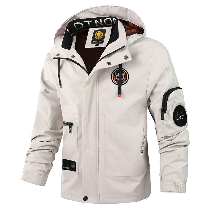 Parka Softshell urbaine pour hommes avec capuche, fermeture éclair à double sens dissimulée et poche sur le bras Echo Archiv