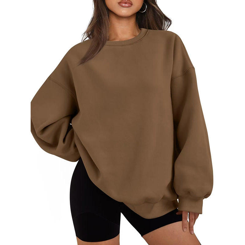 Sweatshirt oversized à col rond pour femmes avec épaules tombantes, doublure en polaire douce et bords côtelés Echo Archiv