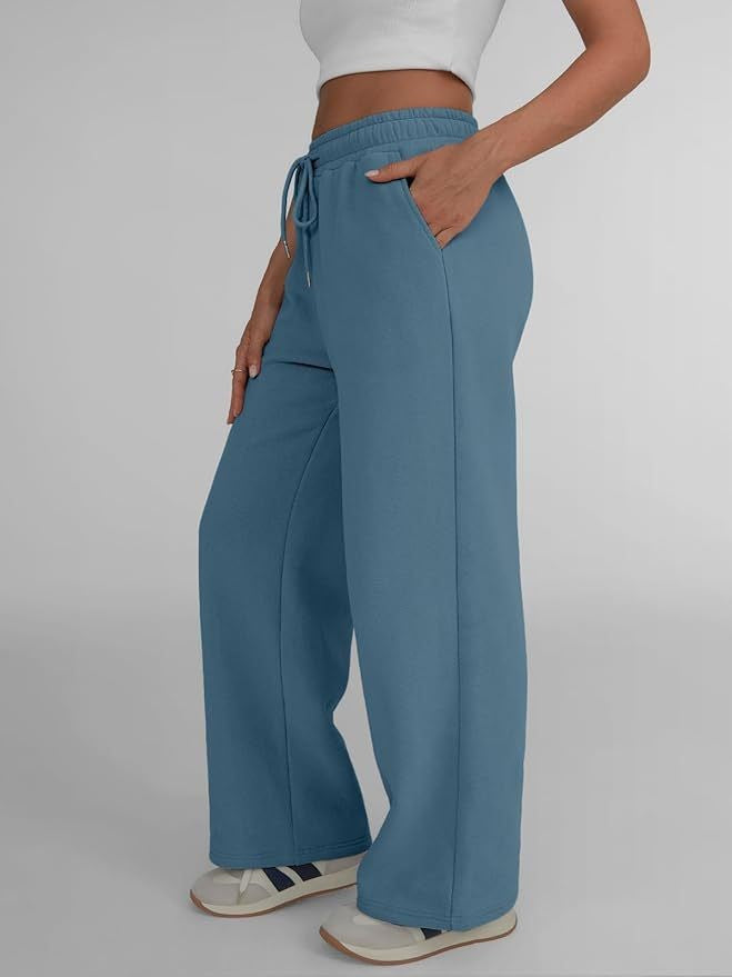 Pantalon de lounge large pour femmes avec taille élastique haute, cordon de serrage réglable et silhouette palazzo fluide Echo Archiv