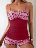 Haut de Tankini Femme avec volants décoratifs et design ludique R&B