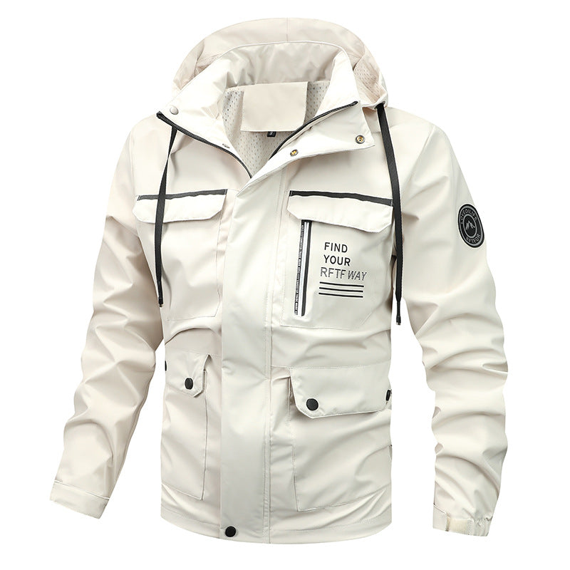 Veste outdoor pour hommes imperméable avec capuche, poches multifonctionnelles et doublure en maille respirante Echo Archiv