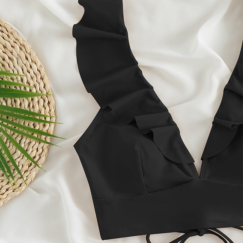 Haut de femme avec volants et maillot de bain taille haute R&B