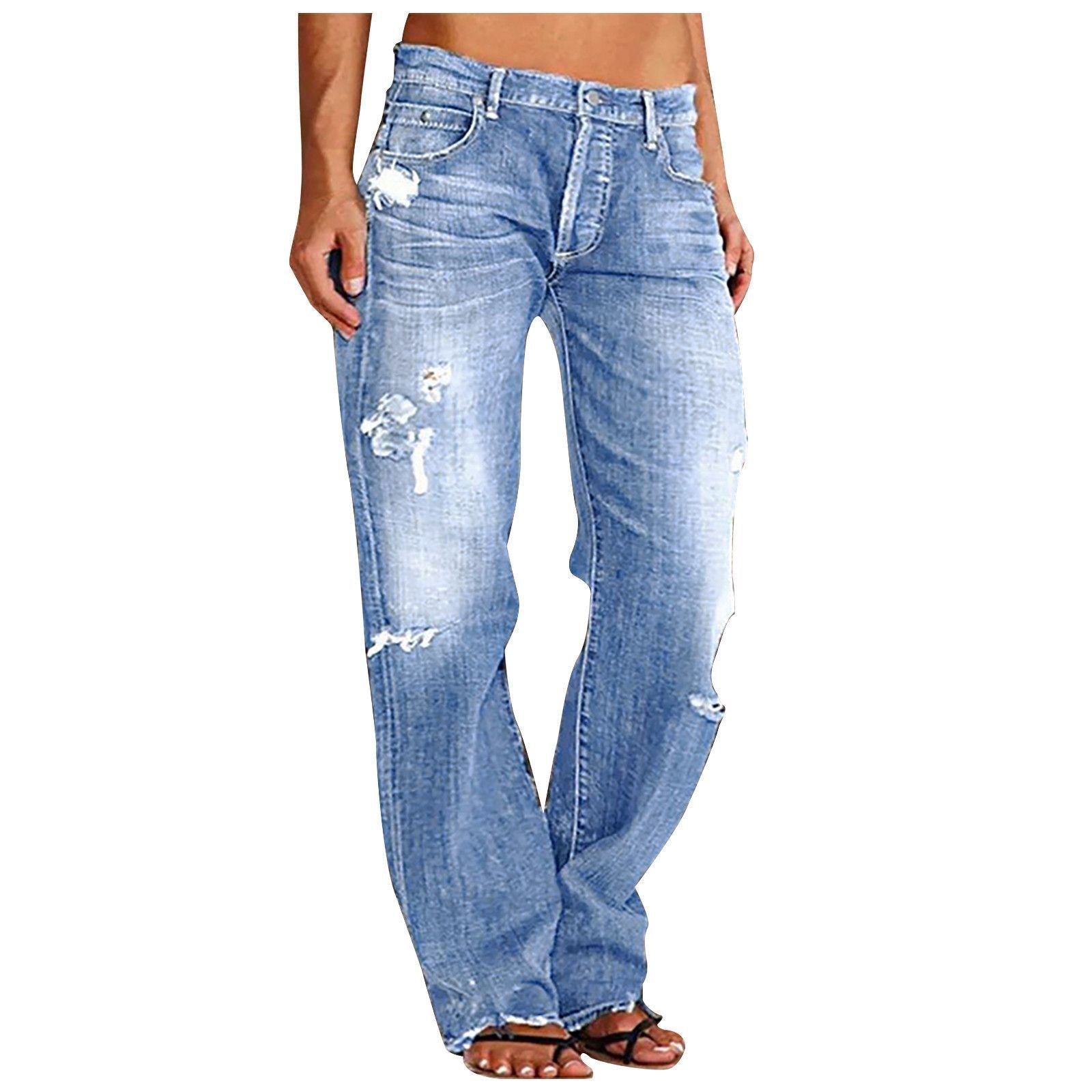 Jeans pour femmes taille haute déchirés Relaxed Fit avec ourlet effiloché Echo Archiv