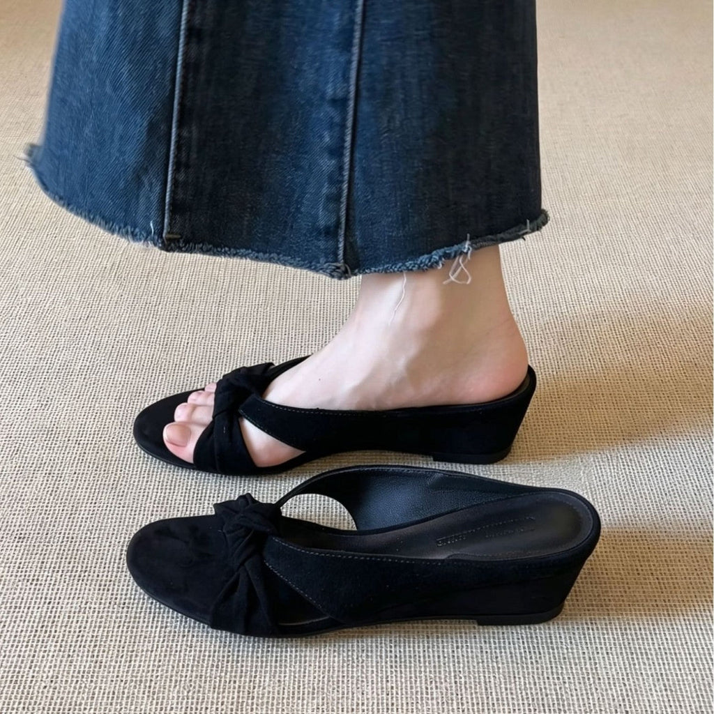 Sandales élégantes à motif en arc pour femmes avec design de lanière nouée R&B